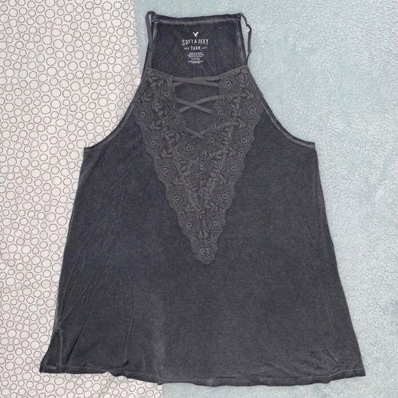 American Eagle Outfitters Tops - American Eagle Outfitters Charcoal Soft & Sexy Lace Top